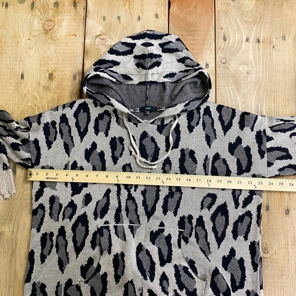 Fate Wool Blend Hoodie Sweater Liza Leopard Distressed Pull Over‎ - Picture 7 of 10